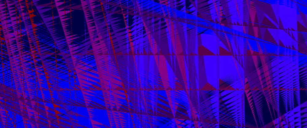 A mess of crisscrossing red and blue triangles.